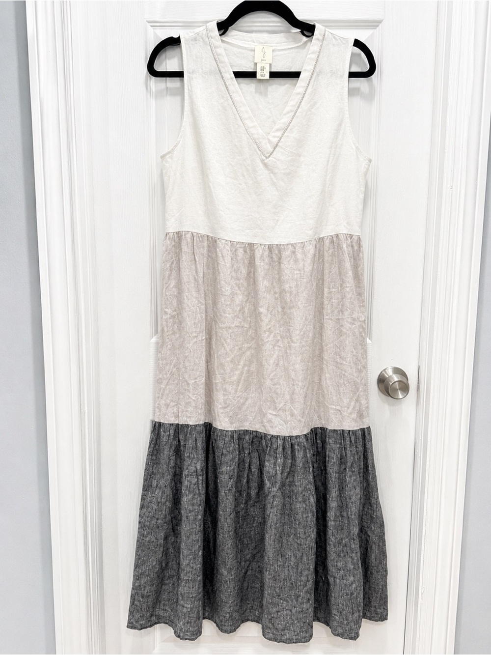 Joie Linen blend color block maxi dress sleeveless neutral boho size medium